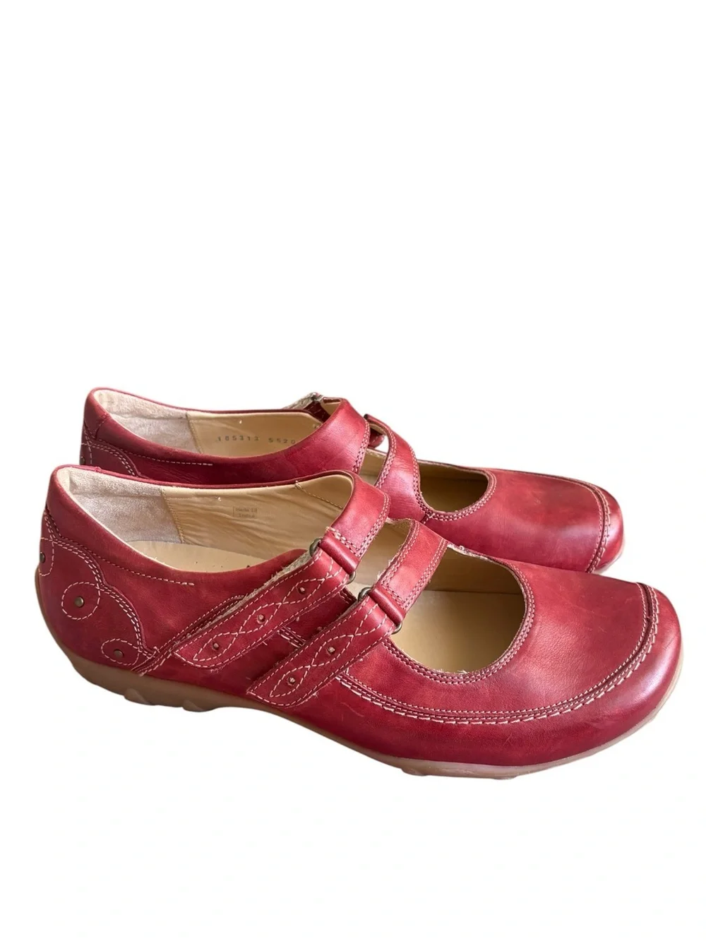 Durea Red  Leather Mary Jane Comfort Shoes Women's Size US7.5/ UK5.5
